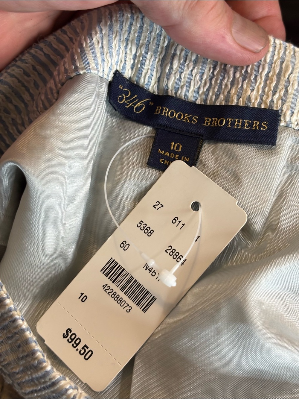 Brooks Brothers 346 Pencil Skirt Size 10 Blue White Textured Woven NWT - Picture 2 of 10